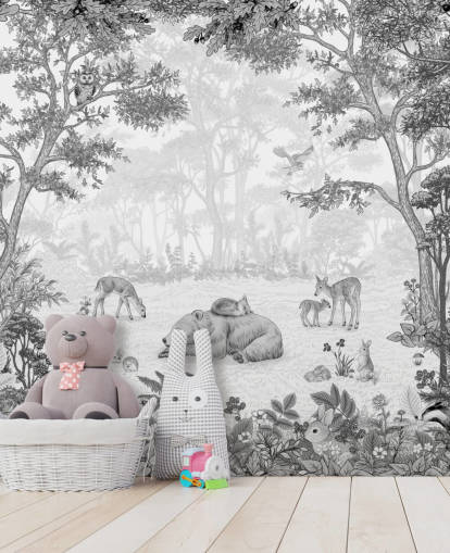 customisable children's bear wall mural called Sleepy Bear - Black