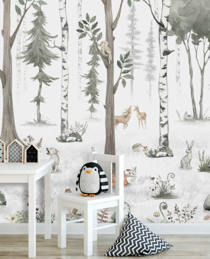 hvit laget for å måle barnas skogveggmaleri av Kikki Belle hvit laget for å måle barnas skogveggmaleri av Kikki Belle