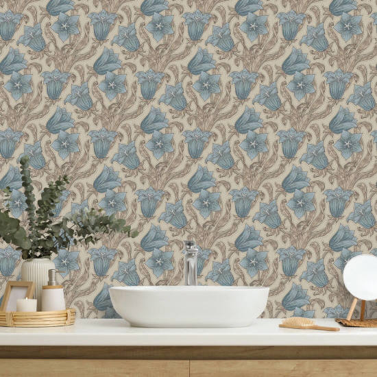 Bellflower Blue Floral Wallpaper