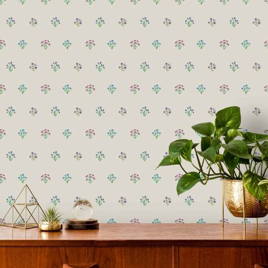 Bonny Flowers Neutral Floral Wallpaper