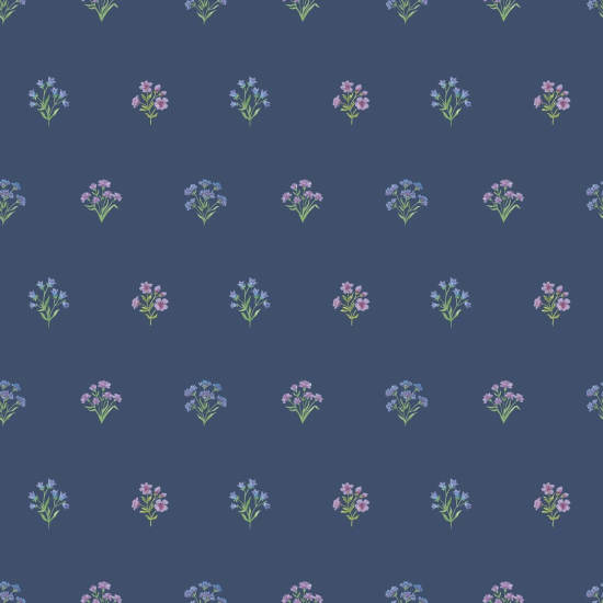 Bonny Flowers Navy Carta da parati floreale