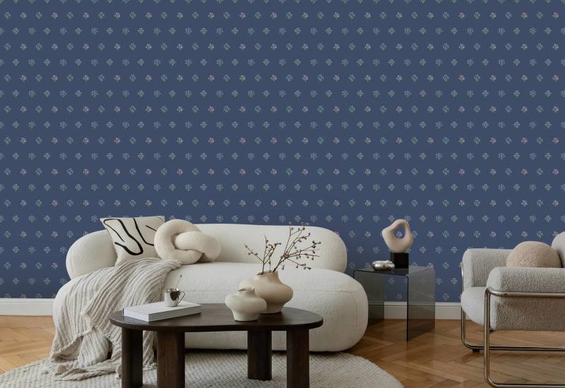 Bonny Flowers Navy Floral Wallpaper