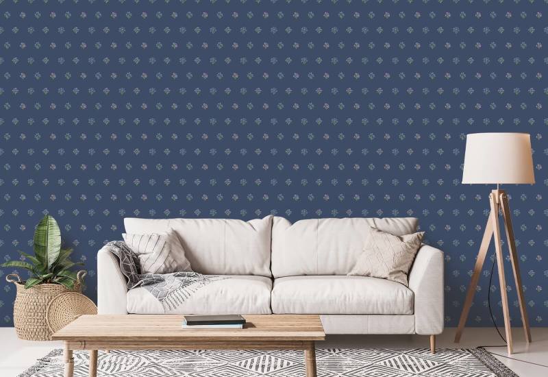 Bonny Flowers marineblauw Bloemenbehang