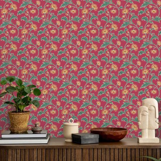 Klatring Cornflower Scarlet Vintage tapet