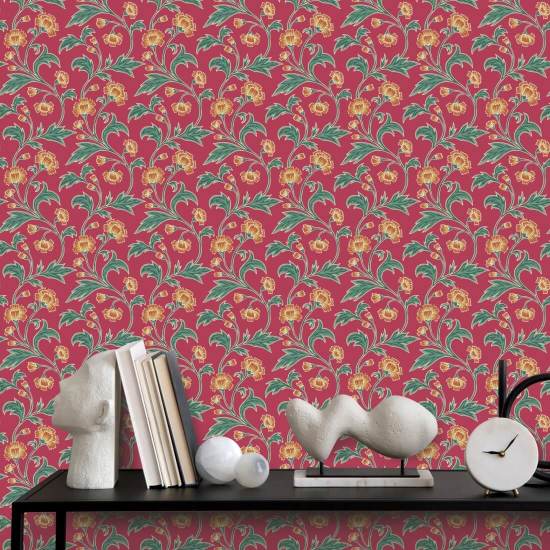 Korenbloem Scarlet beklimmen Vintage behang