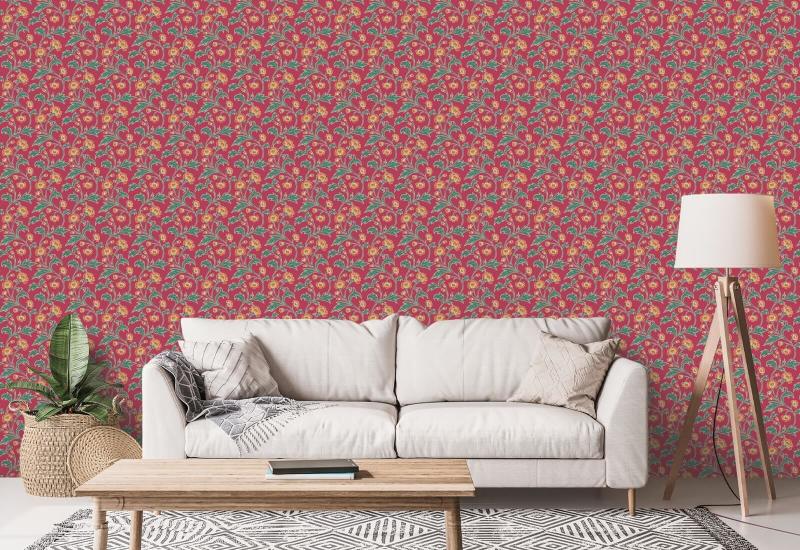 Klatring Cornflower Scarlet Vintage tapet