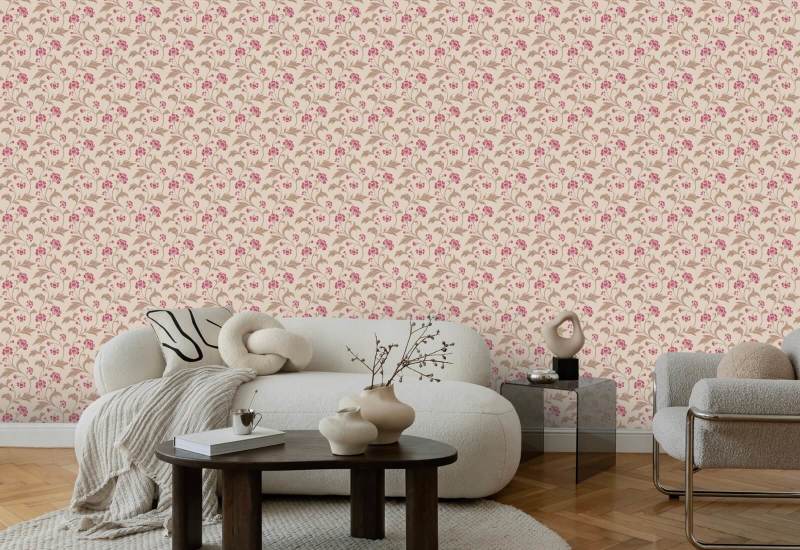 Climbing Cornflower Mulberry Vintage Wallpaper