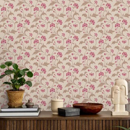 Climbing Cornflower Mulberry Vintage Wallpaper
