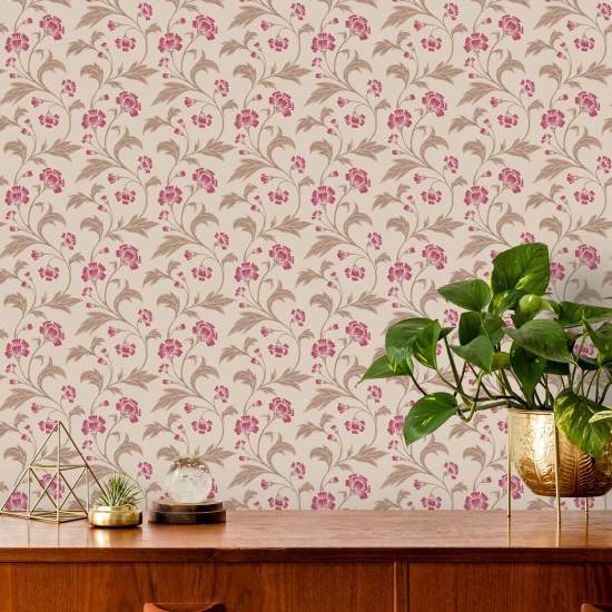 Climbing Cornflower Mulberry Vintage Wallpaper