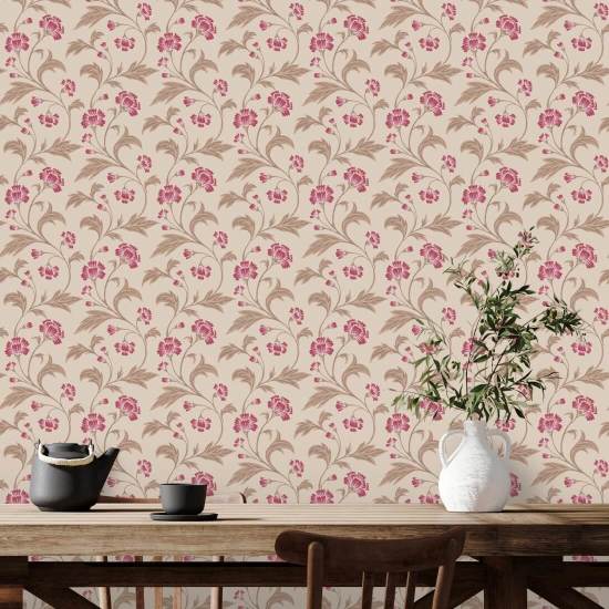 Climbing Cornflower Mulberry Vintage Wallpaper
