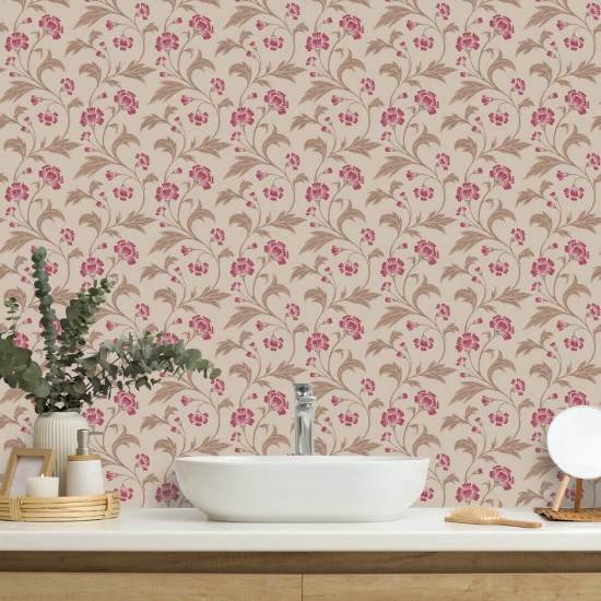 Climbing Cornflower Mulberry Vintage Wallpaper