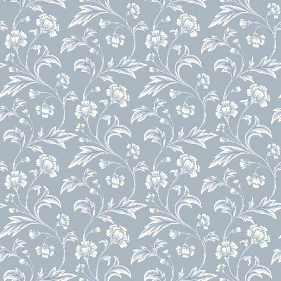 Climbing Cornflower Blue Floral Wallpaper
