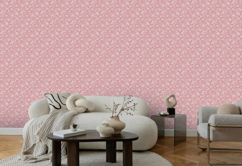 Climbing Cornflower Pink Papier peint vintage