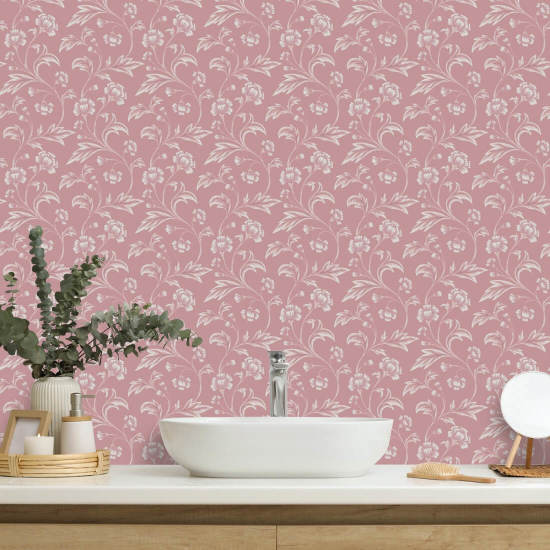 Kletterende Kornblume Rosa Vintage-Tapete