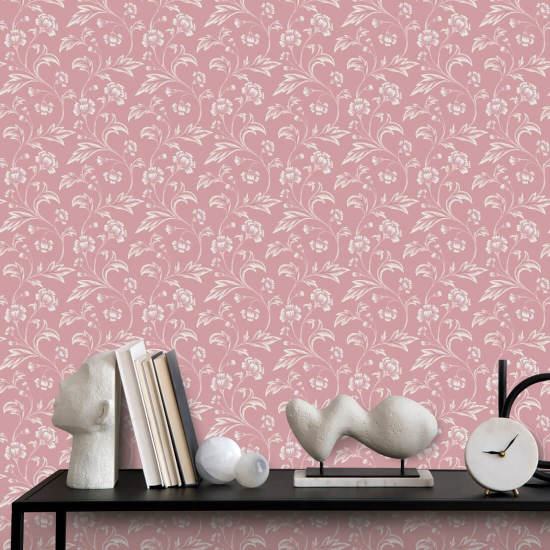 Climbing Cornflower Pink Vintage Wallpaper
