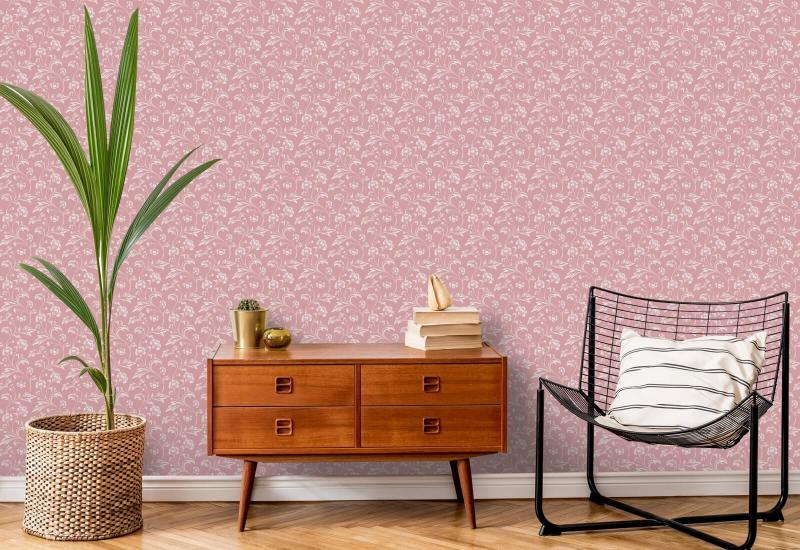 Climbing Cornflower Pink Vintage behang