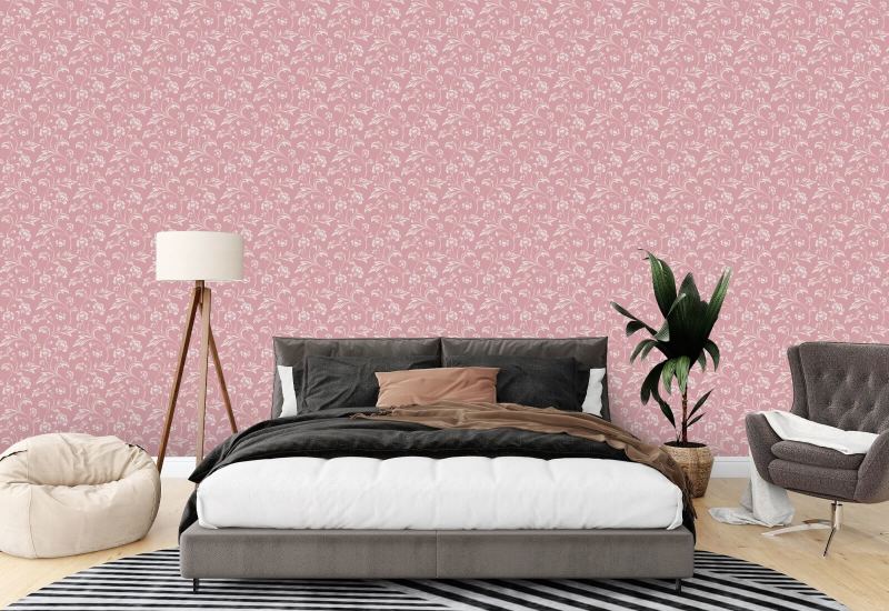 Climbing Cornflower Pink Vintage Wallpaper
