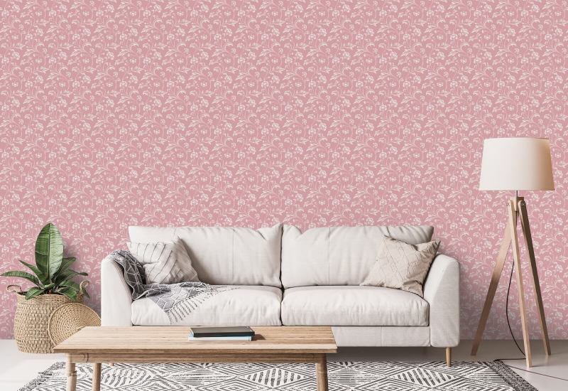 Climbing Cornflower Pink Vintage Wallpaper