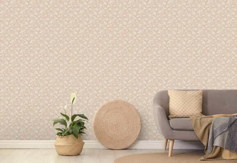 Climbing Cornflower Neutral Floral Wallpaper