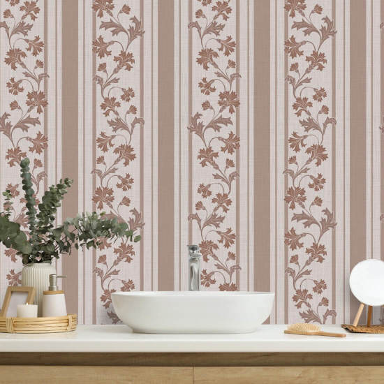 Cornflower Stripe Oak Floral Wallpaper