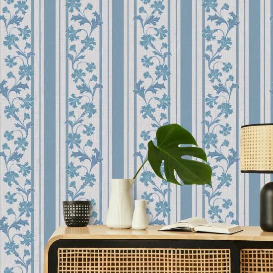 Cornflower Stripe Blue Stripe Wallpaper