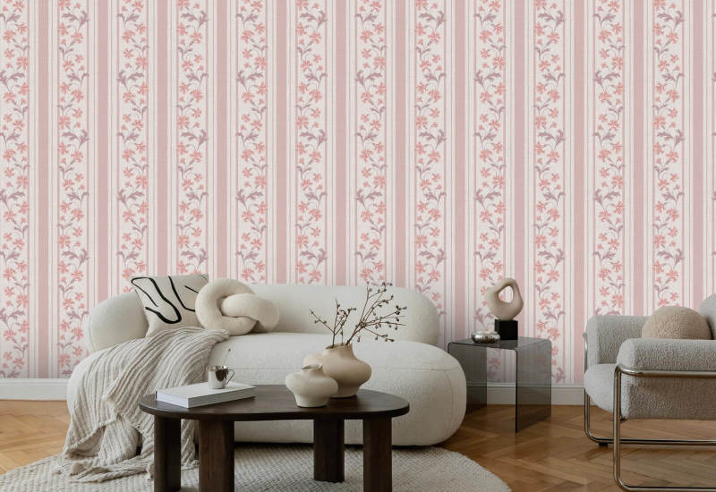 Cornflower Stripe Blush Stripe Wallpaper