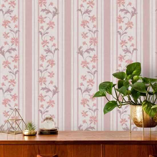 Blush com listras de centáurea Papel de parede Stripe