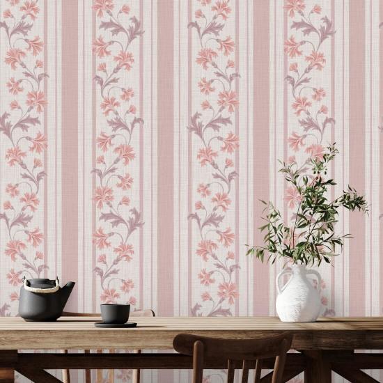 Cornflower Stripe Blush Stripe Wallpaper