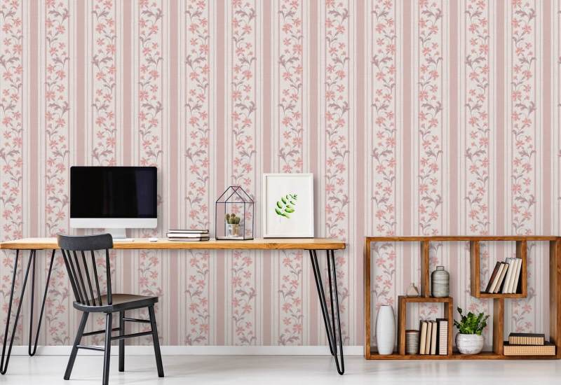 Cornflower Stripe Blush Stripe Wallpaper