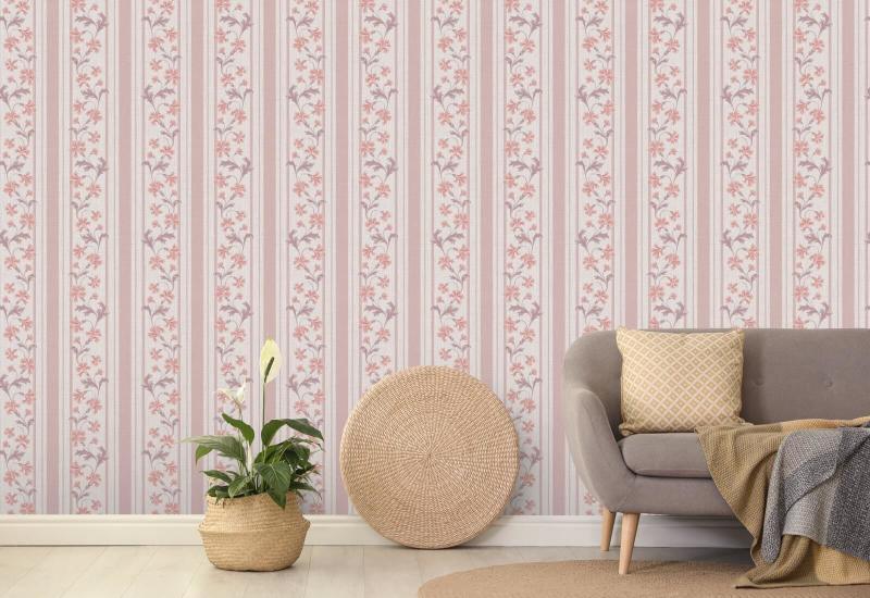 Cornflower Stripe Blush Stripe Wallpaper