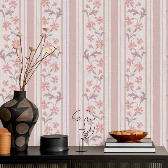 Cornflower Stripe Blush Stripe Wallpaper