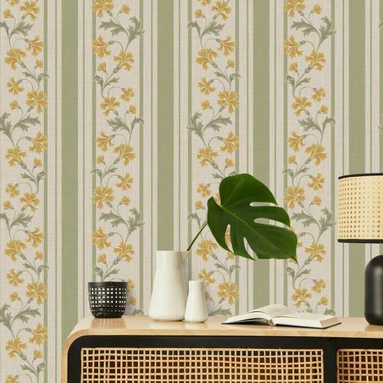 Kornblomst Stripe Forår Blomstertapet