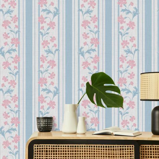 Cornflower Stripe Soft Stripe Wallpaper