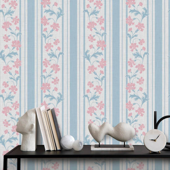 Bleuet Stripe Soft Papier peint à rayures