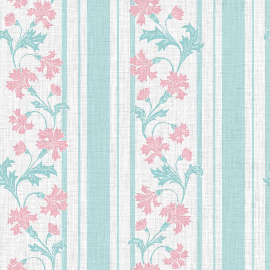 Cornflower Stripe Breeze Floral Wallpaper