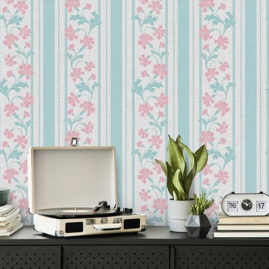 Kornblomst Stripe Breeze Blomstertapet