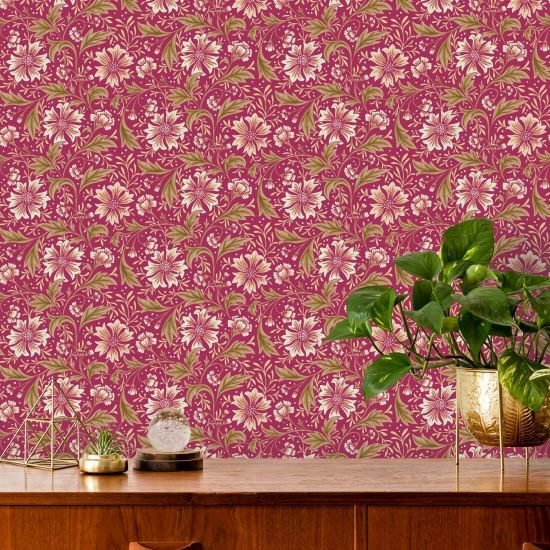 Acianflower Swirl Crimson Papel pintado floral
