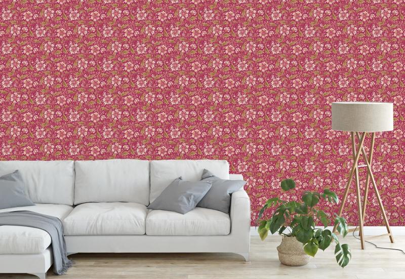Korenbloem Swirl Crimson Bloemenbehang