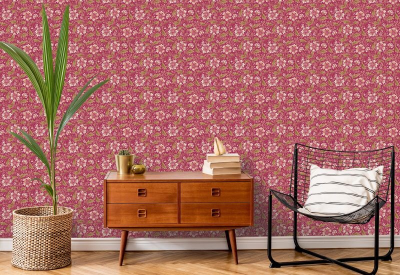 Centáurea Swirl Crimson Papel de parede floral