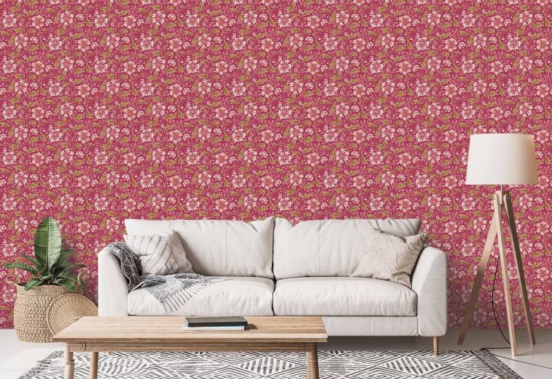 Kornblomst Swirl Crimson Blomstertapet