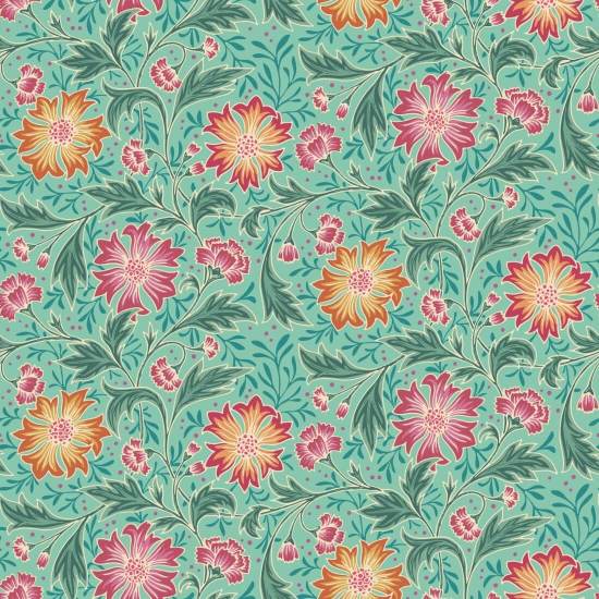 Kornblomst Swirl Turkis Blomstertapet