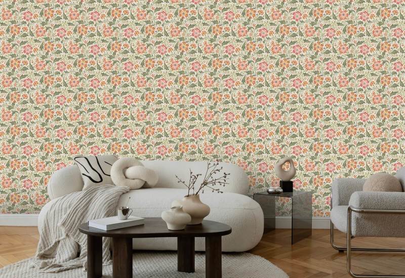 Cornflower Swirl Classic Floral Wallpaper