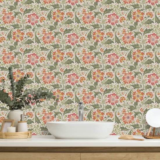 Cornflower Swirl Classic Floral Wallpaper