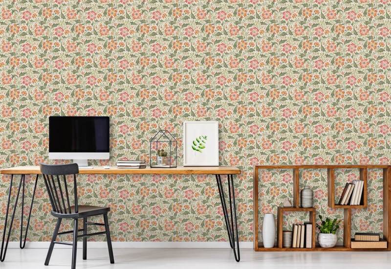 Cornflower Swirl Classic Floral Wallpaper