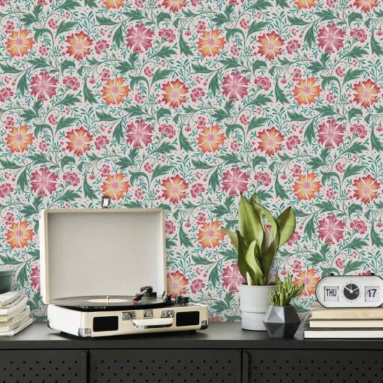 Cabaña Cornflower Swirl Papel pintado floral