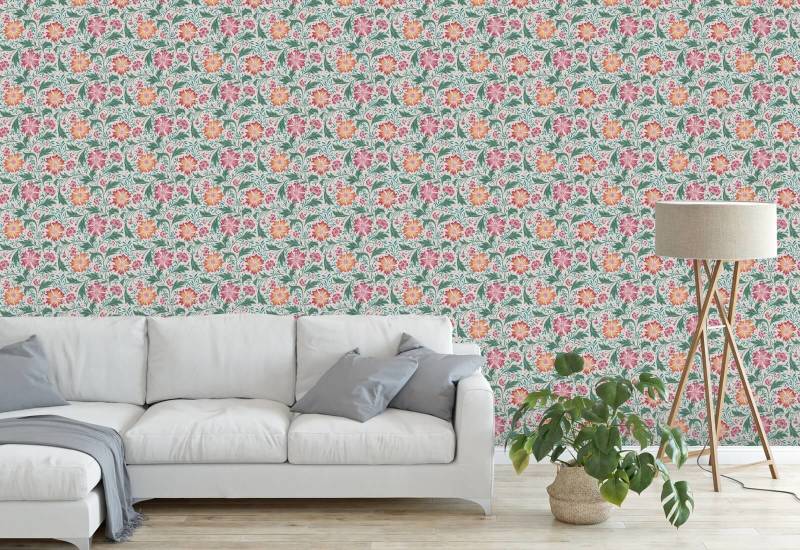 Cabaña Cornflower Swirl Papel pintado floral