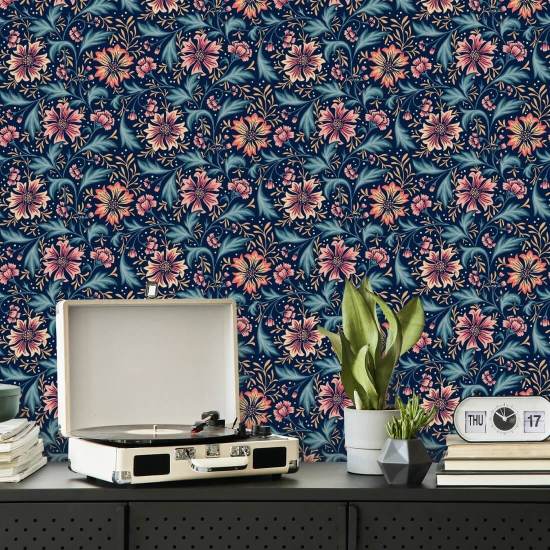 Korenbloem Swirl Eclipse Donker bloemenbehang