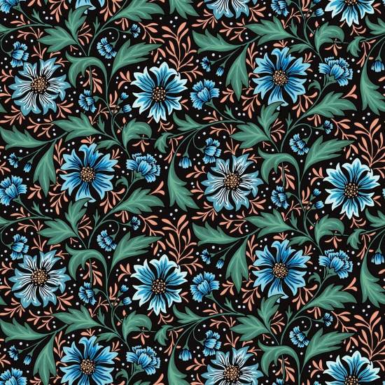 Fiordaliso Swirl Dusk Carta da parati floreale scura