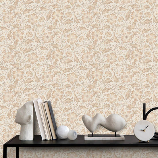 Cornflower Swirl Neutral Floral Wallpaper