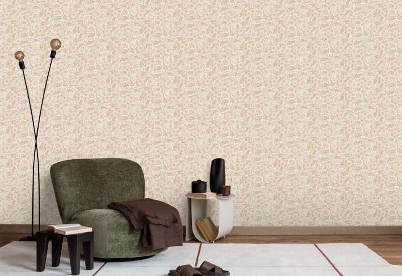 Korenbloem Swirl Neutraal Bloemenbehang